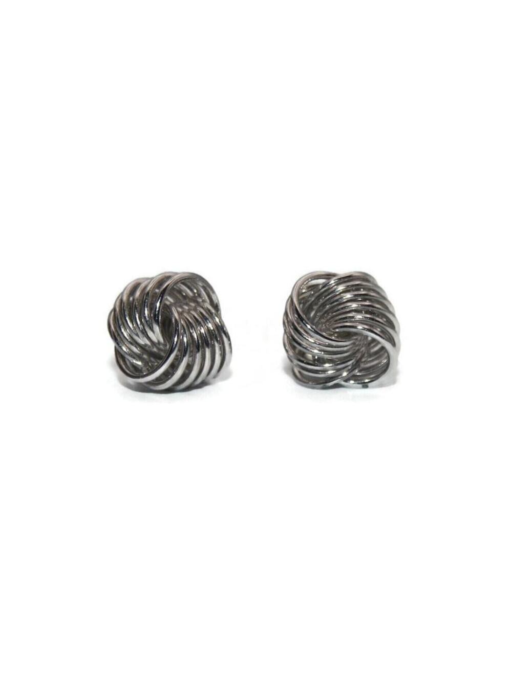 Vintage Silver Tone Spring Stud Earrings with Post Backs for Pierced Ears.